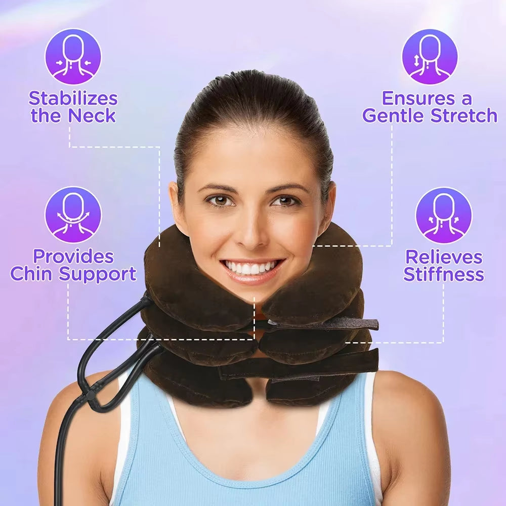 Cervical Neck Traction Device,Relief for Chronic Neck & Shoulder Alignment Pain,Inflatable Neck Stretcher Collar for Home Relief