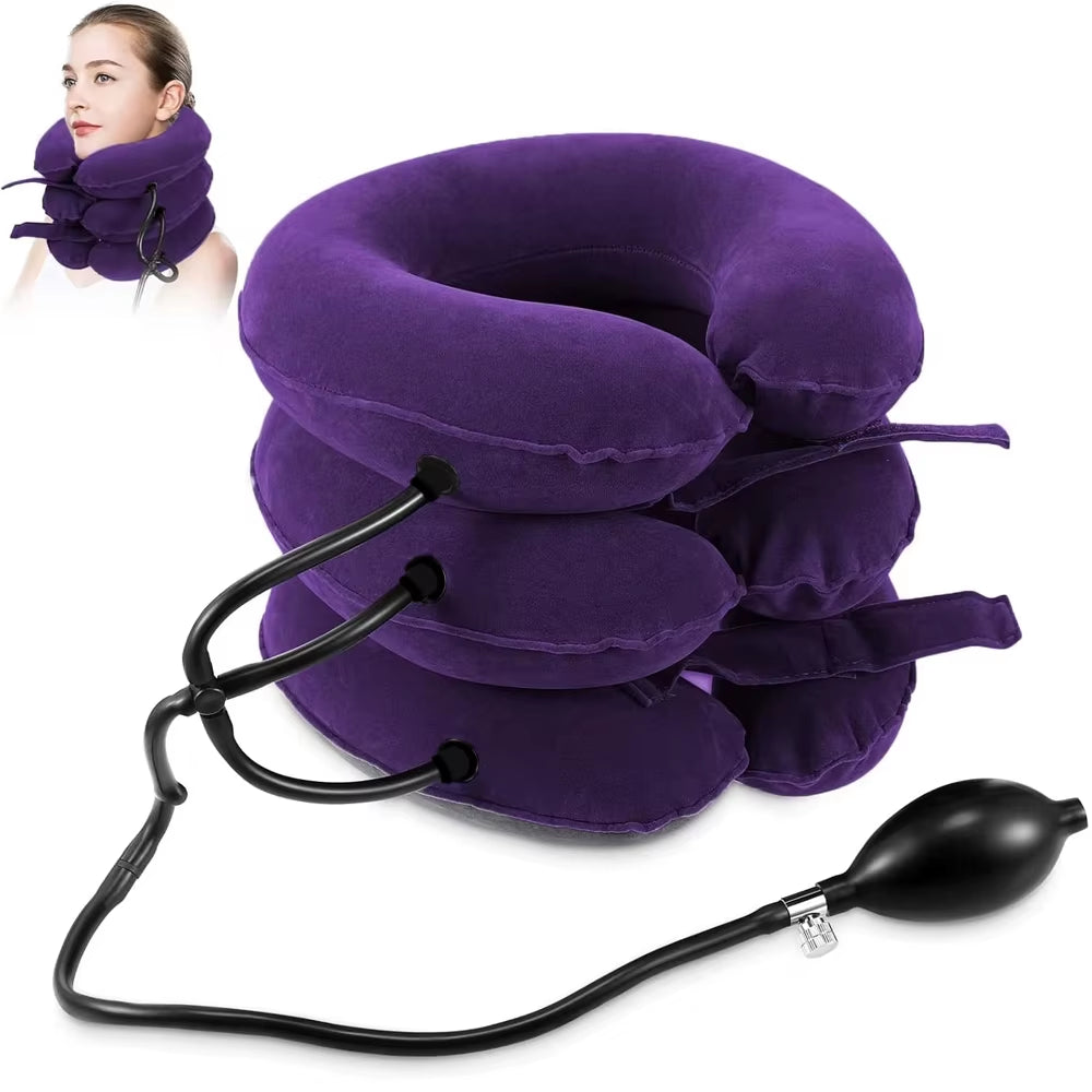 Cervical Neck Traction Device,Relief for Chronic Neck & Shoulder Alignment Pain,Inflatable Neck Stretcher Collar for Home Relief