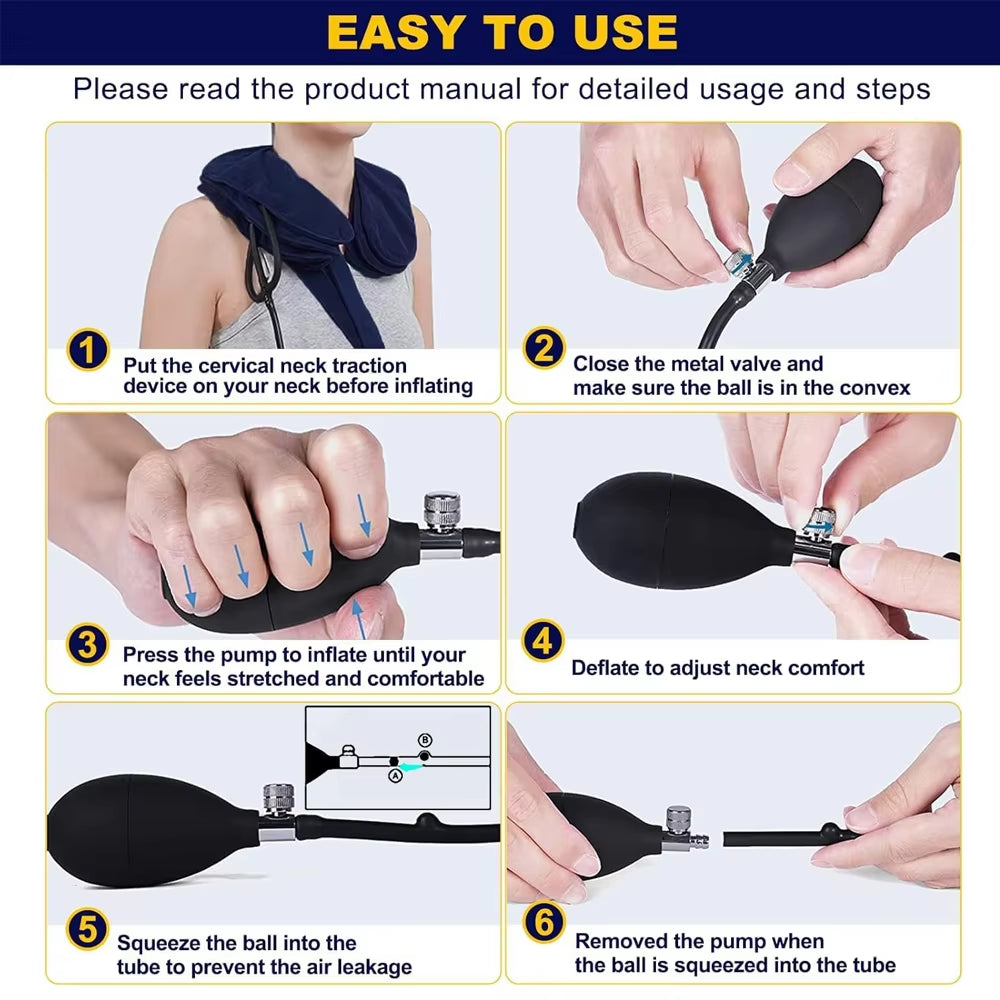 Cervical Neck Traction Device,Relief for Chronic Neck & Shoulder Alignment Pain,Inflatable Neck Stretcher Collar for Home Relief
